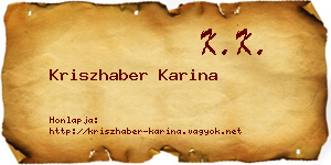 Kriszhaber Karina névjegykártya